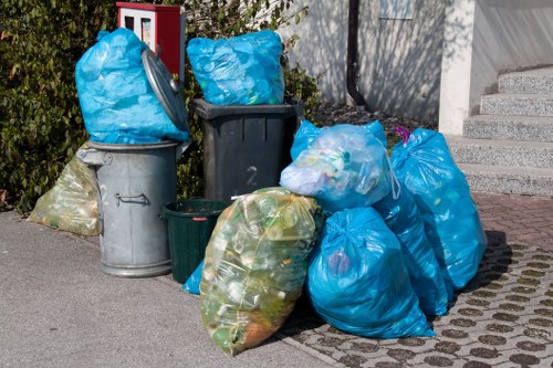 Community participating in waste cleanup